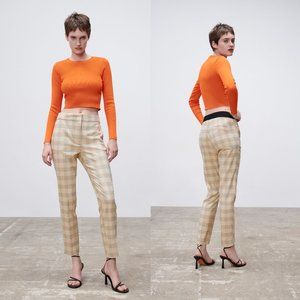 ZARA NWT Elastic Waist  Pants Taupe Brown S